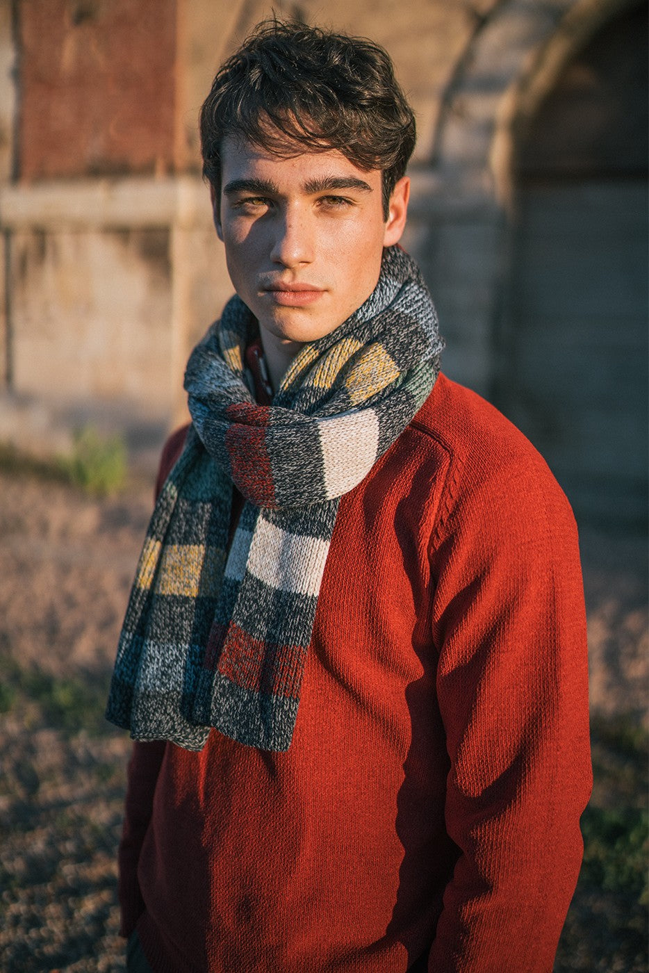 Bufanda hombre de punto rayas multicolor