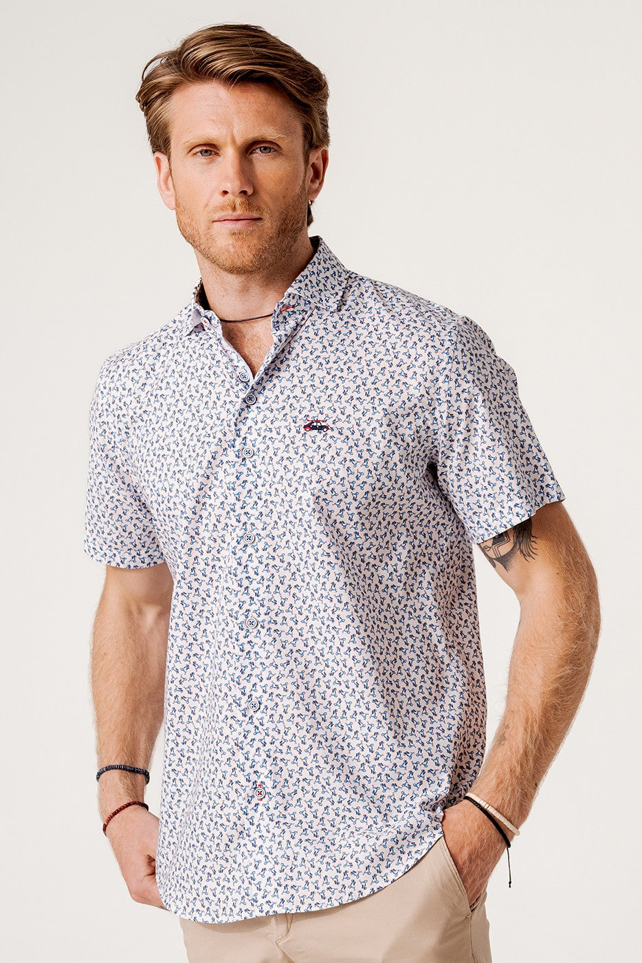 Camisa manga corta regular fit mini scooters azules