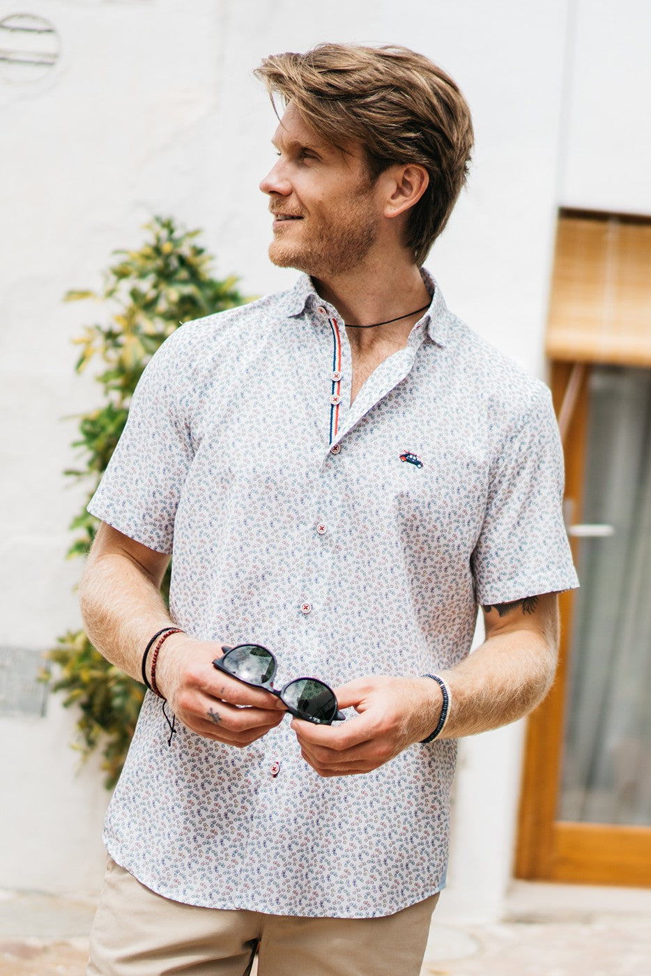 Camisa estampada manga corta bicis multicolor