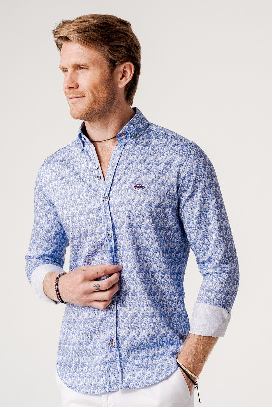Camisa hombre regular fit loros azules