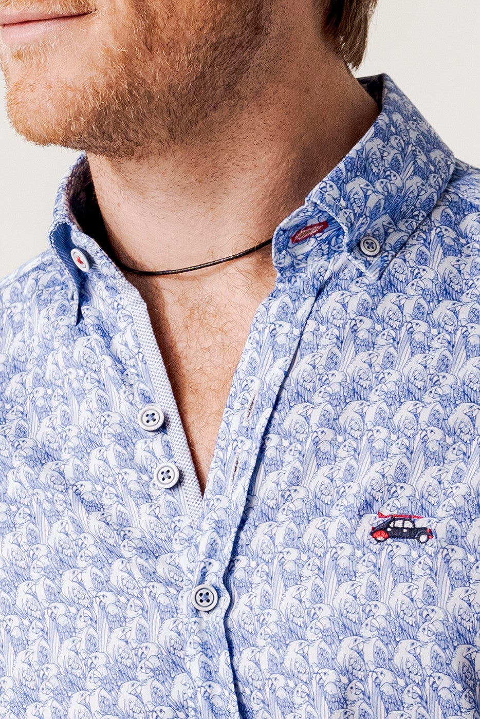 Camisa hombre regular fit loros azules