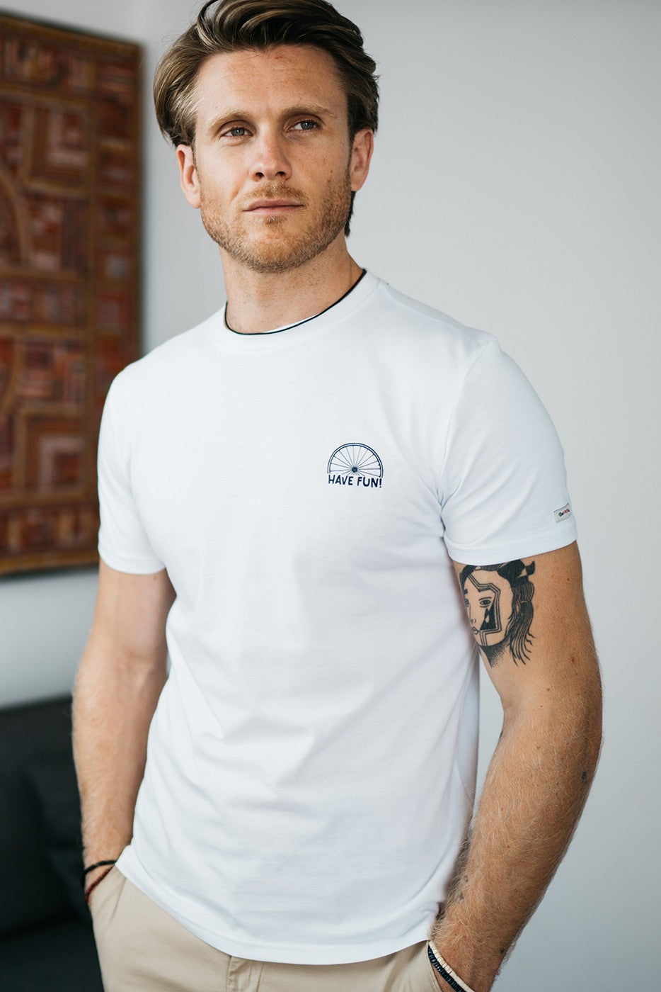 Camiseta manga corta bici blanca Ride On. Have Fun!