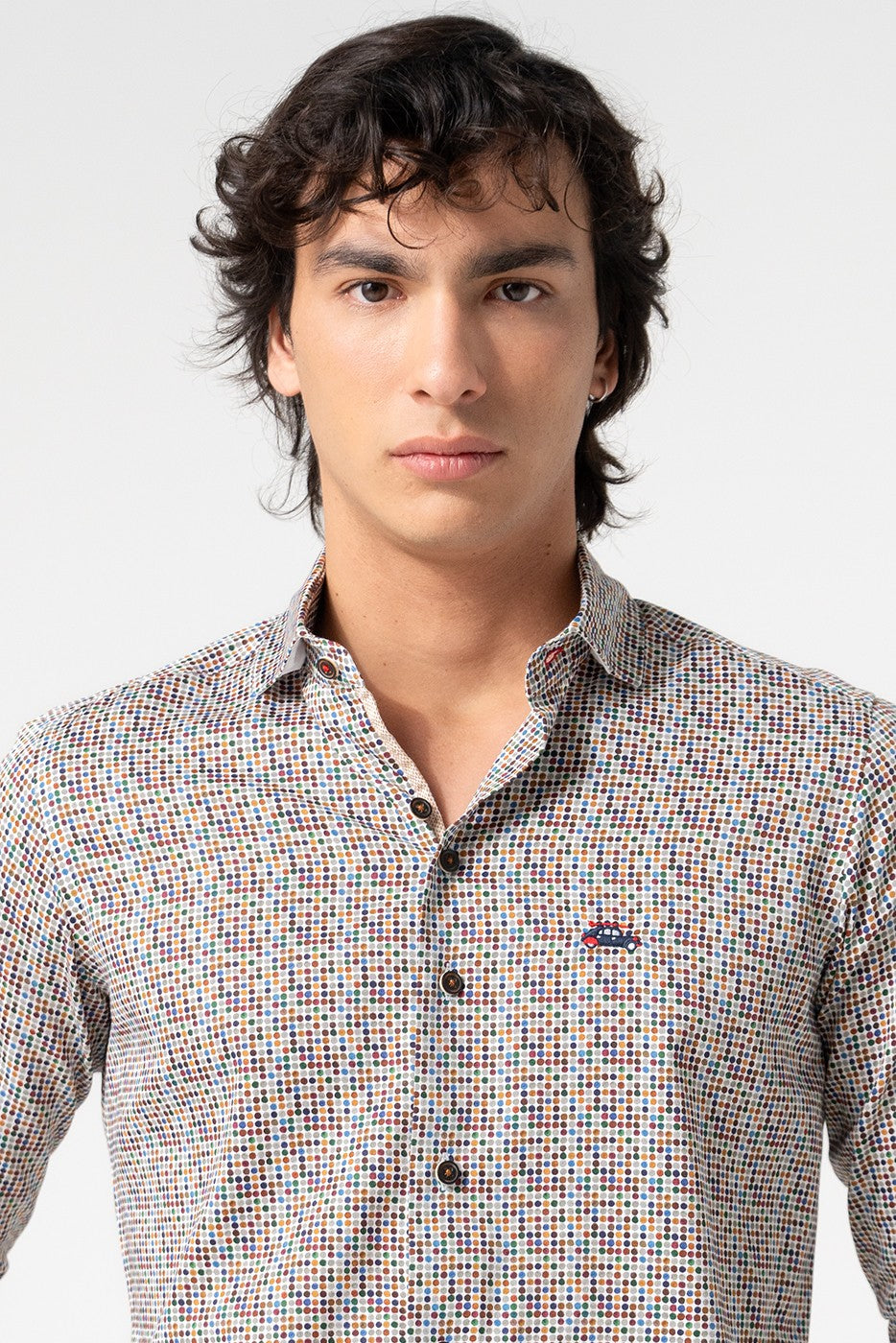 Camisa hombre estampado multicolor slim fit