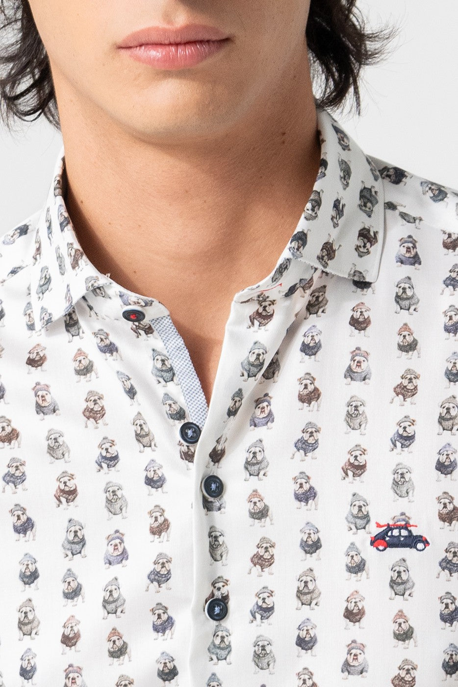 Camisa estampada hombre bulldogs frioleros slim fit