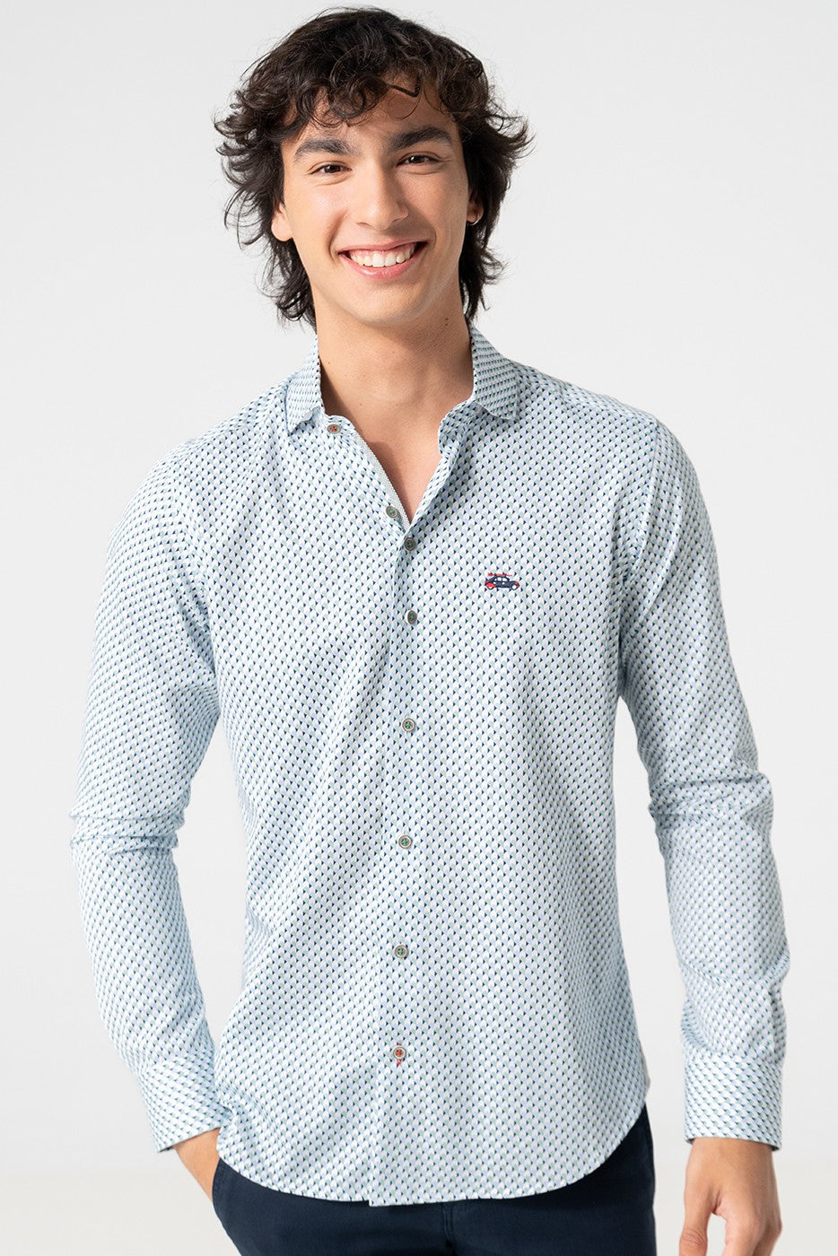 Camisa estampado geométrico verde