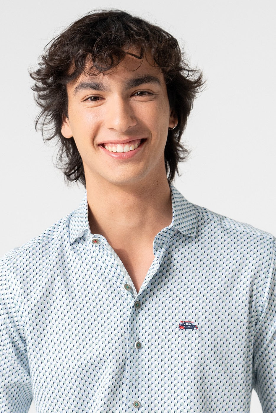 Camisa estampado geométrico verde