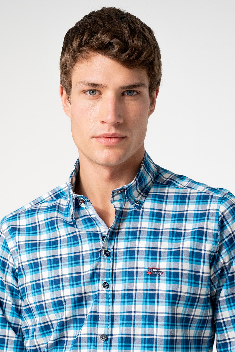 Camisa cuadros en tonos azules