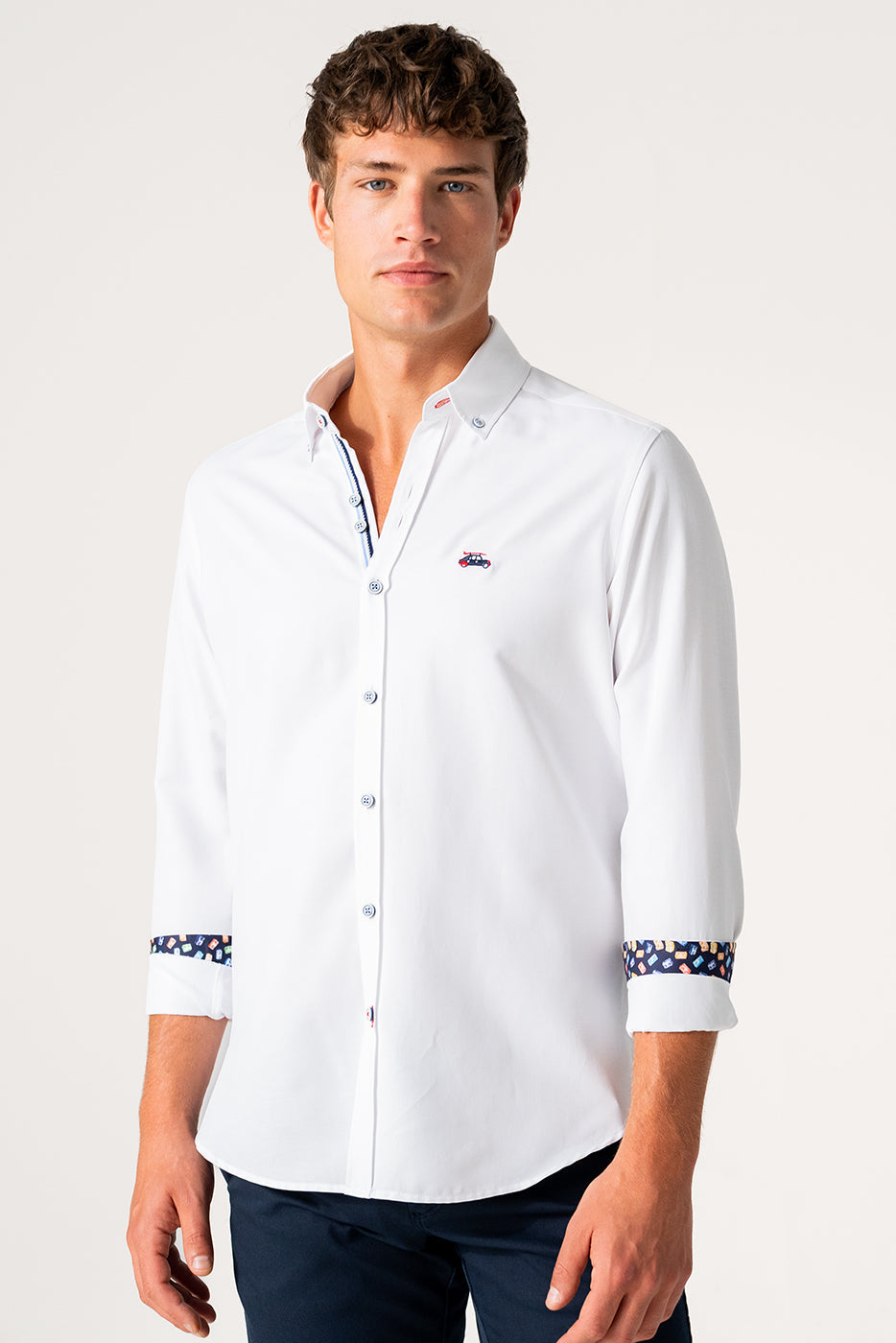 Camisa hombre lisa en blanco