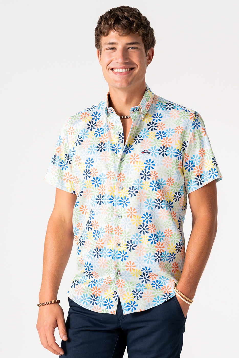 Camisa manga corta hombre estampado multicolor