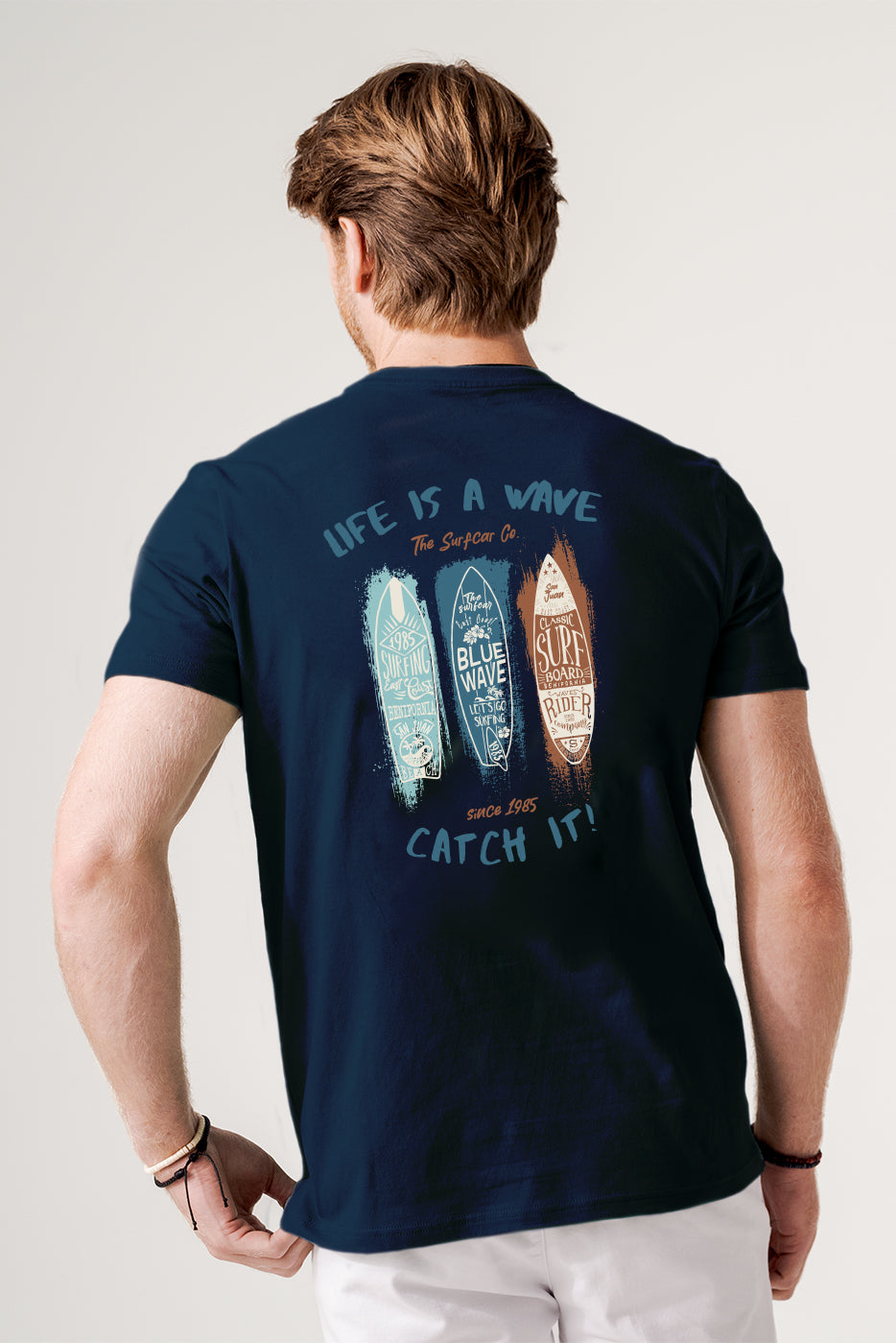 Camiseta marino tablas de surf hombre