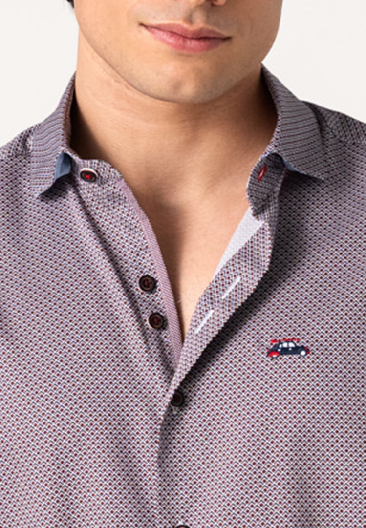 Camisa hombre microestampado geométrico bicolor