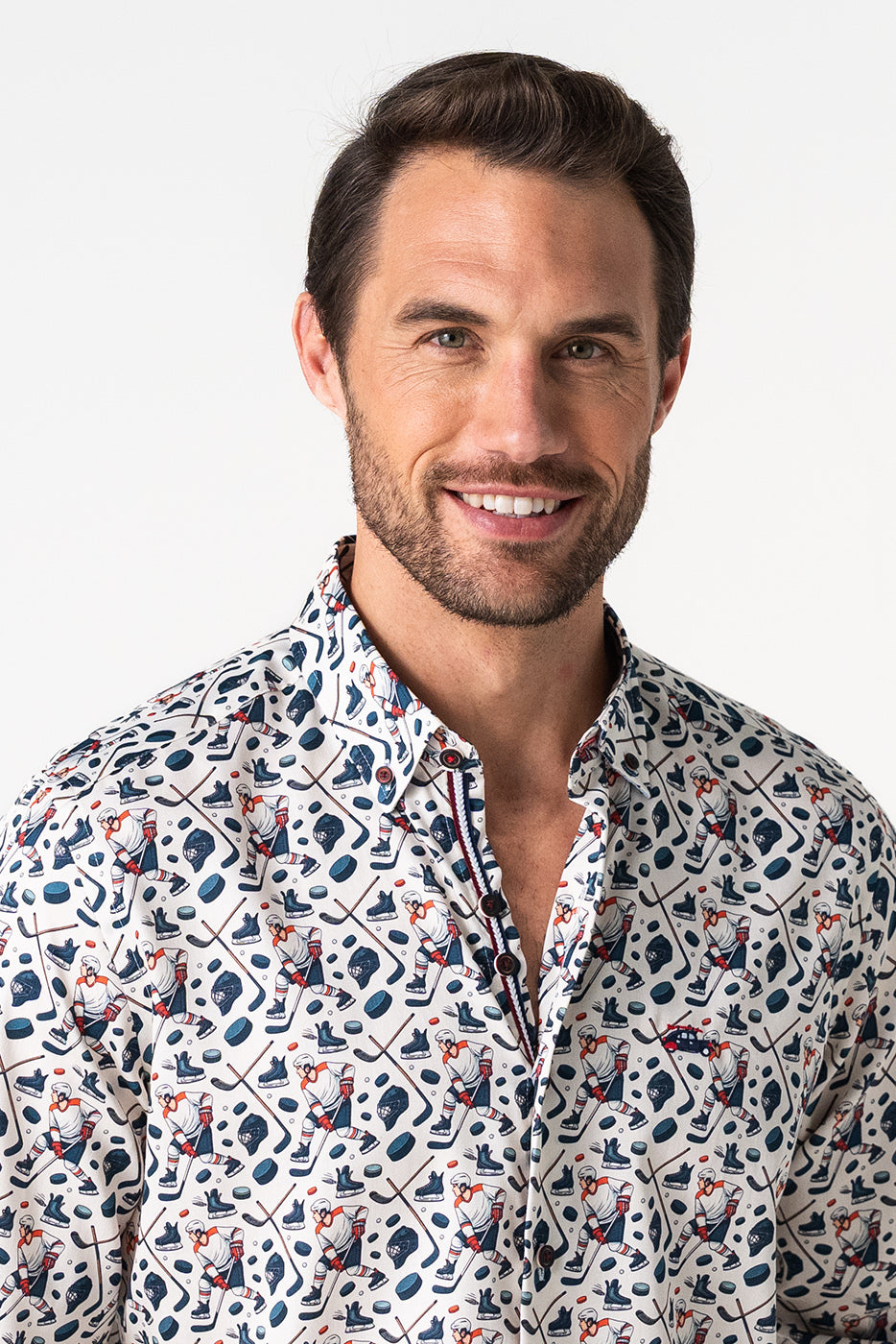 Camisa hombre estampada motivos deportivos hockey
