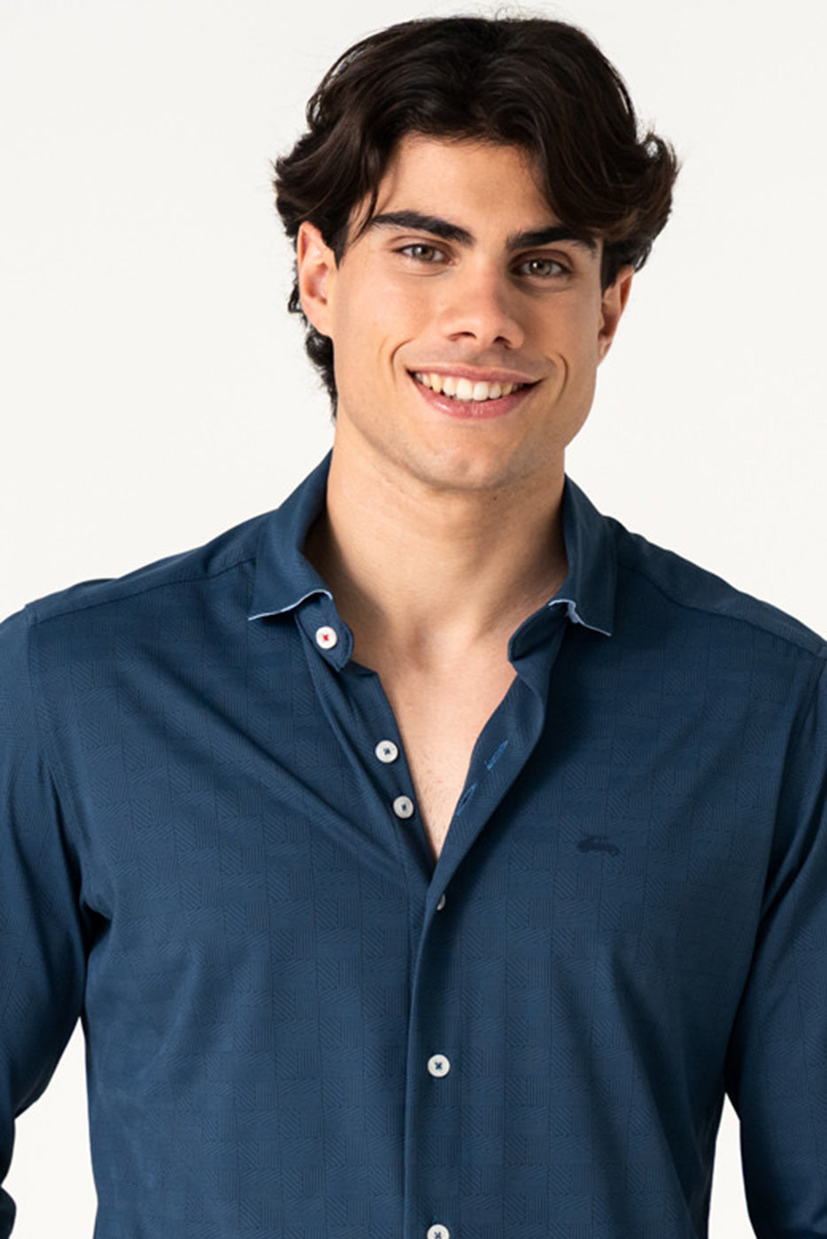 Camisa tejido técnico lisa marino