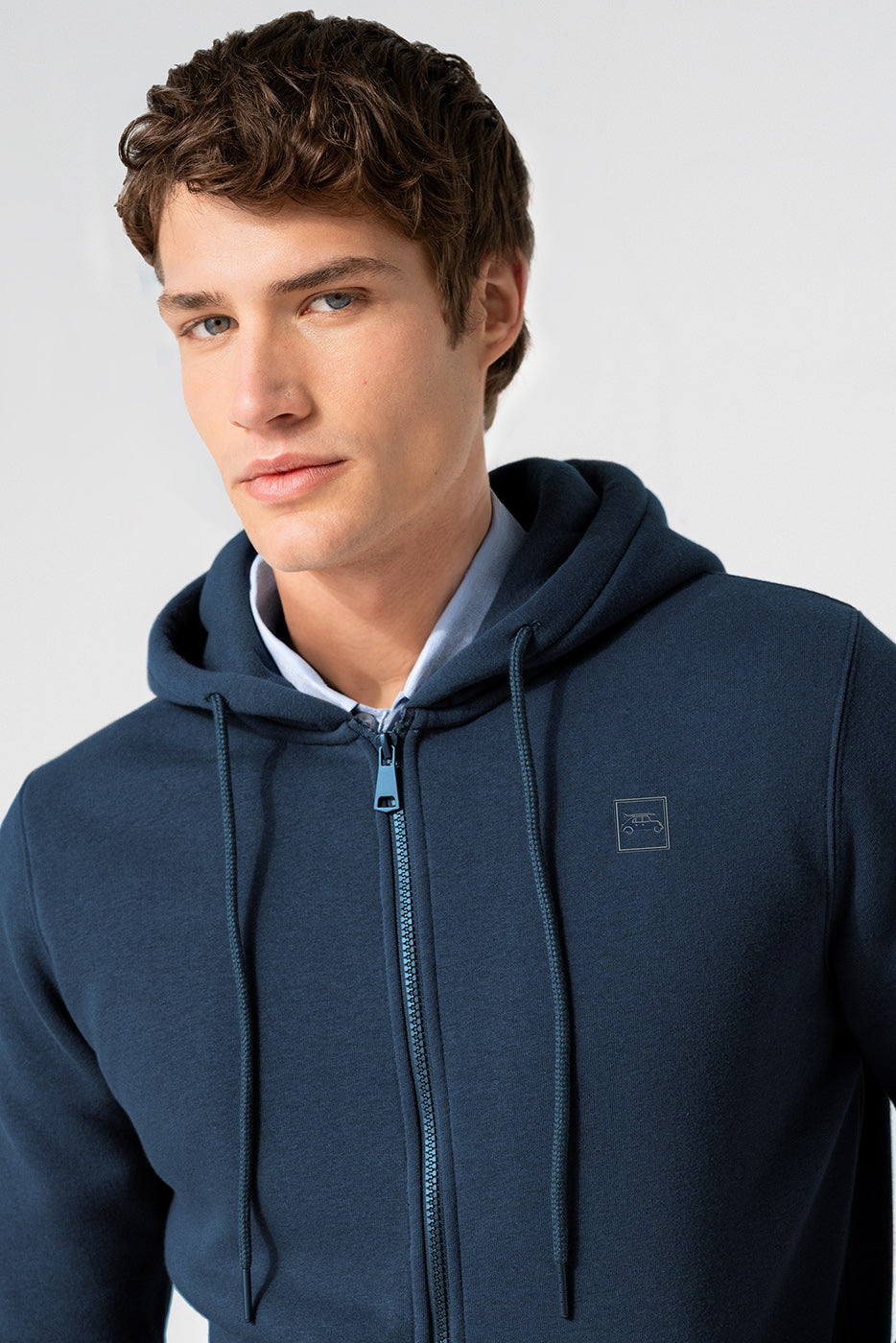 Sudadera de cremallera con capucha marino