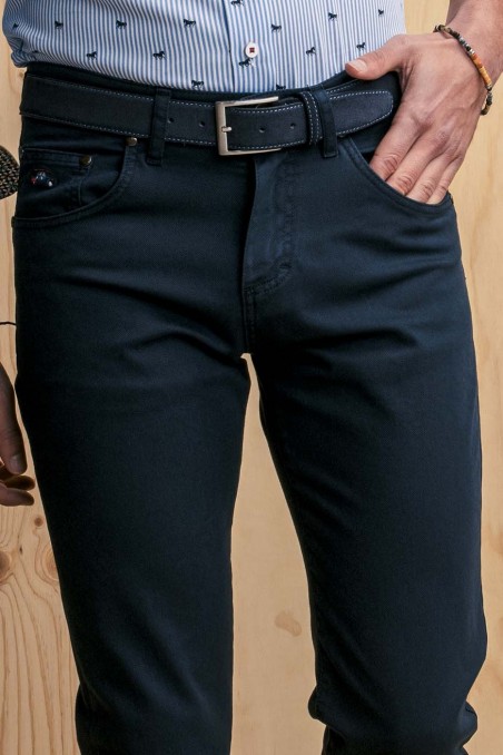 Pantalon 5 poches coupe slim bleu marine