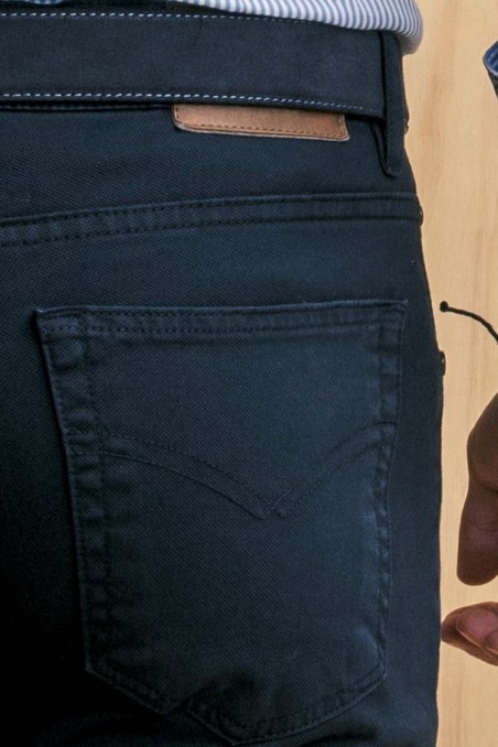 Marineblaue schmal geschnittene 5-Pocket-Hose