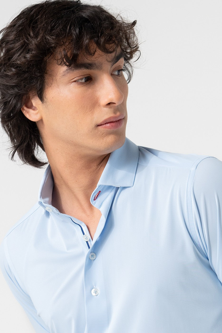 Camisa hombre lisa celete