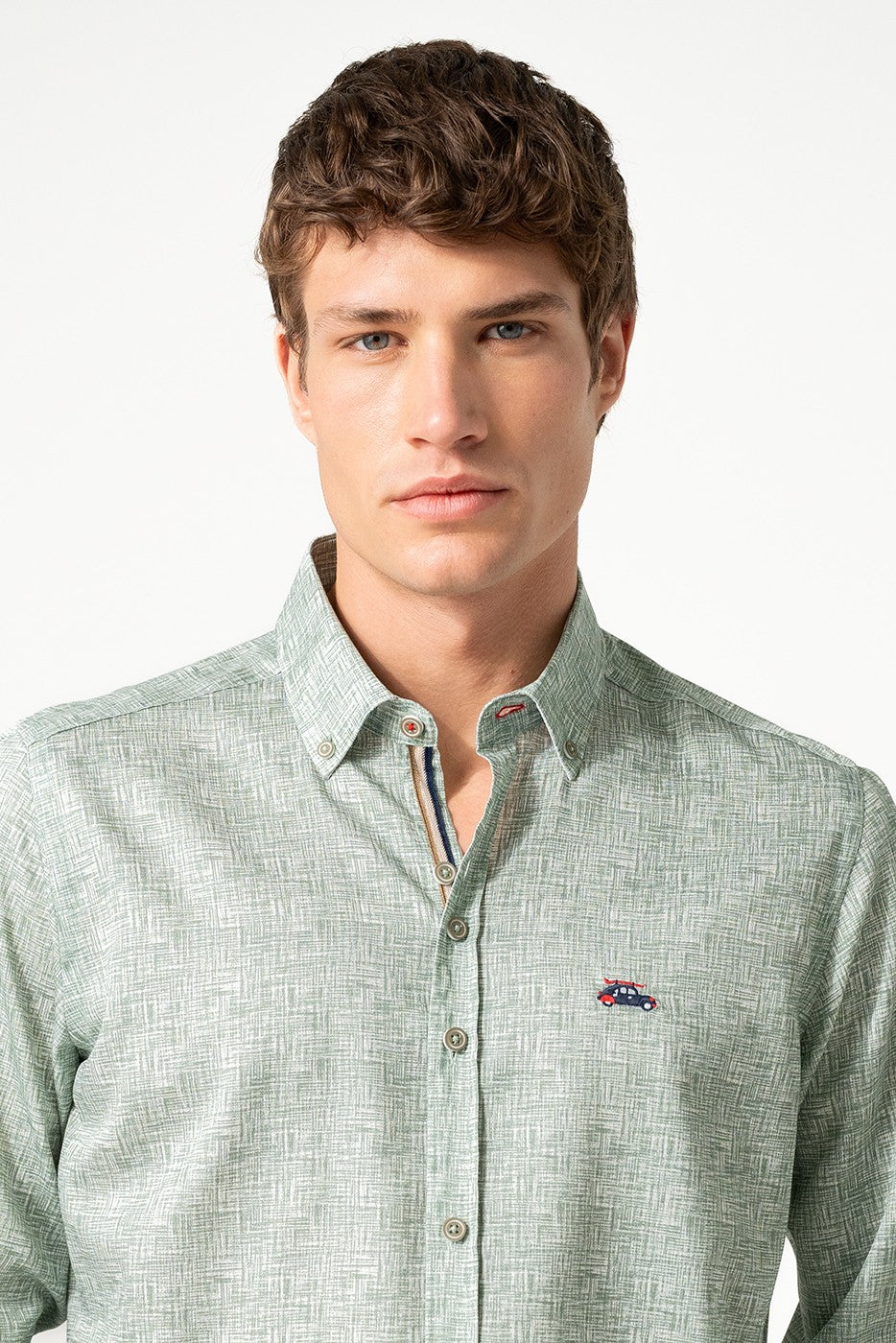 Camisa estampada hombre verde