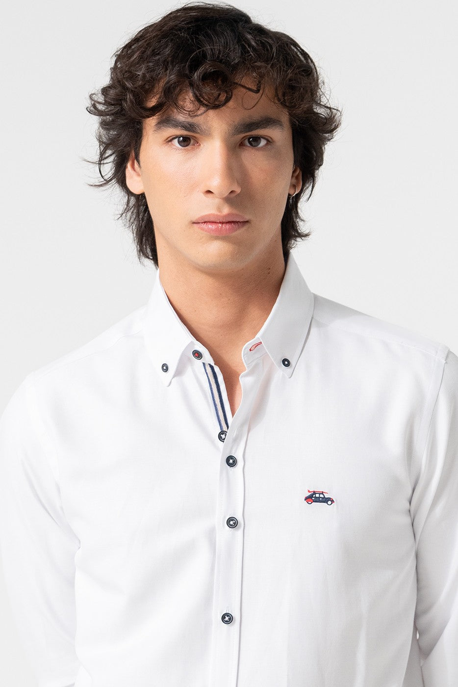 Camisa lisa blanca hombre