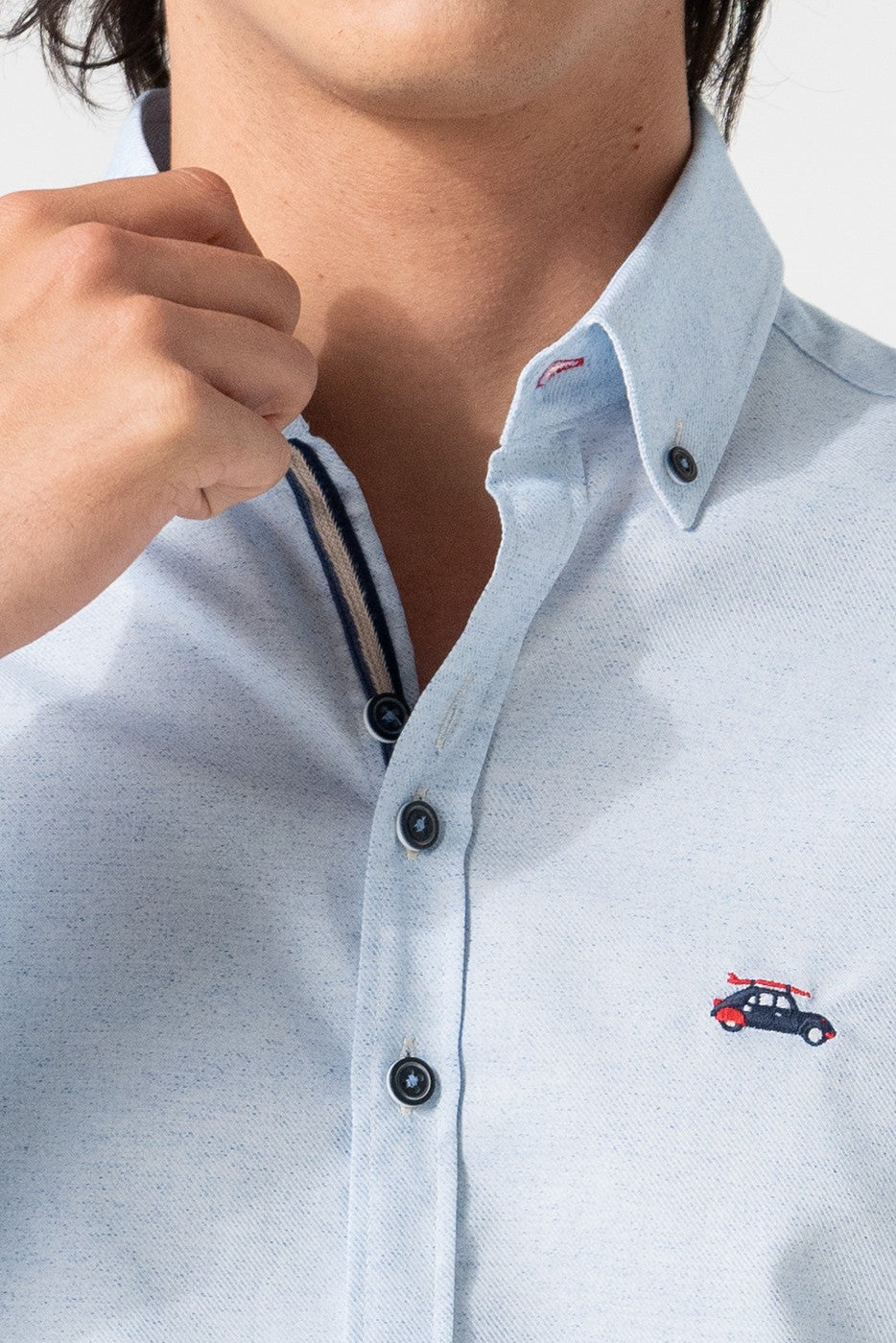 Camisa hombre regular fit tono azul