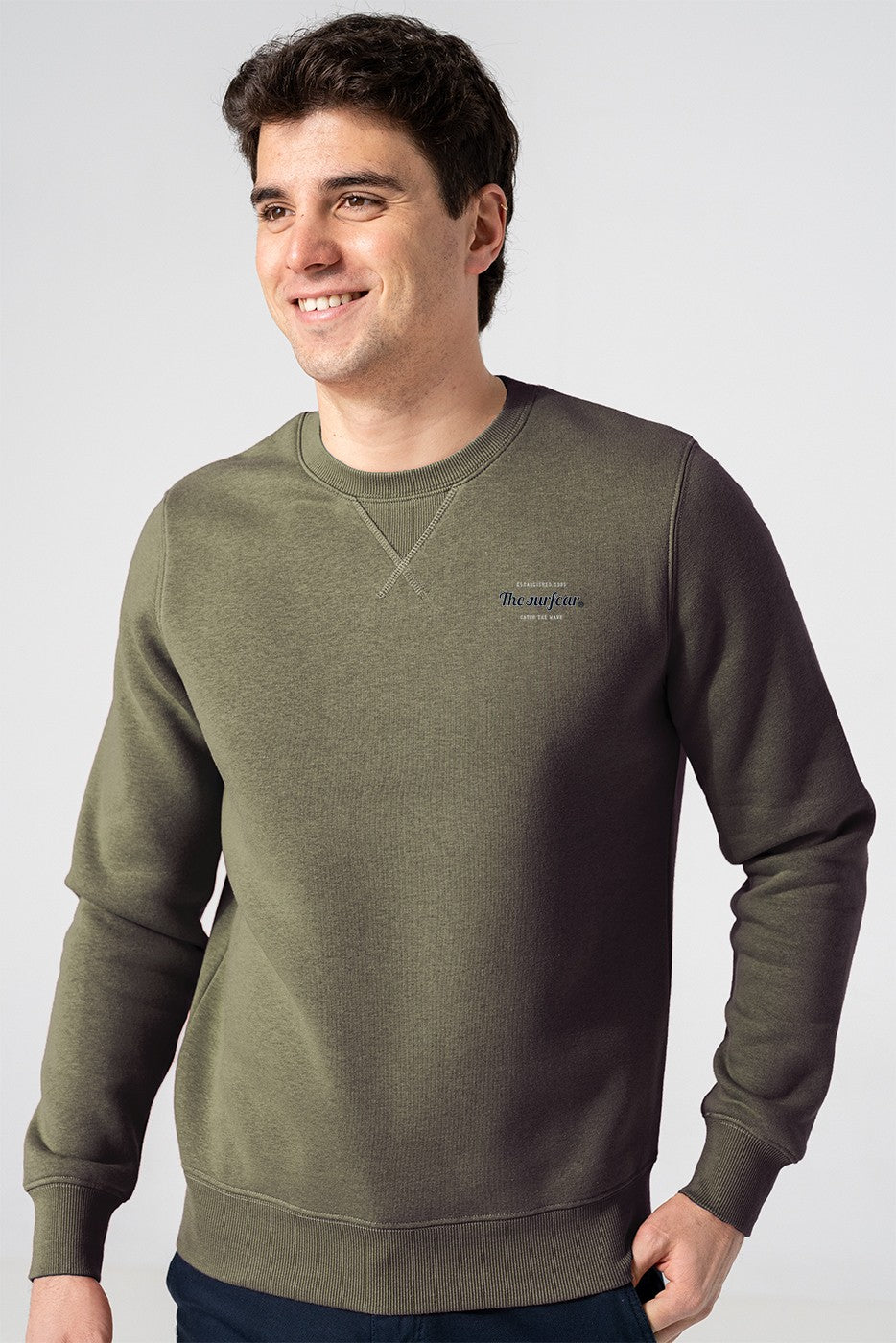 Sudadera hombre cuello redondo caqui