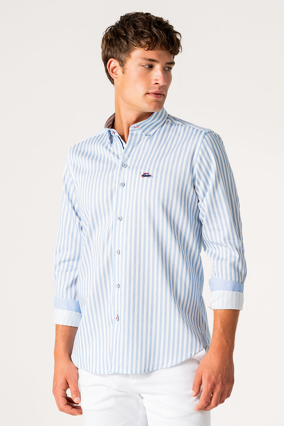 Camisa hombre rayas azules 