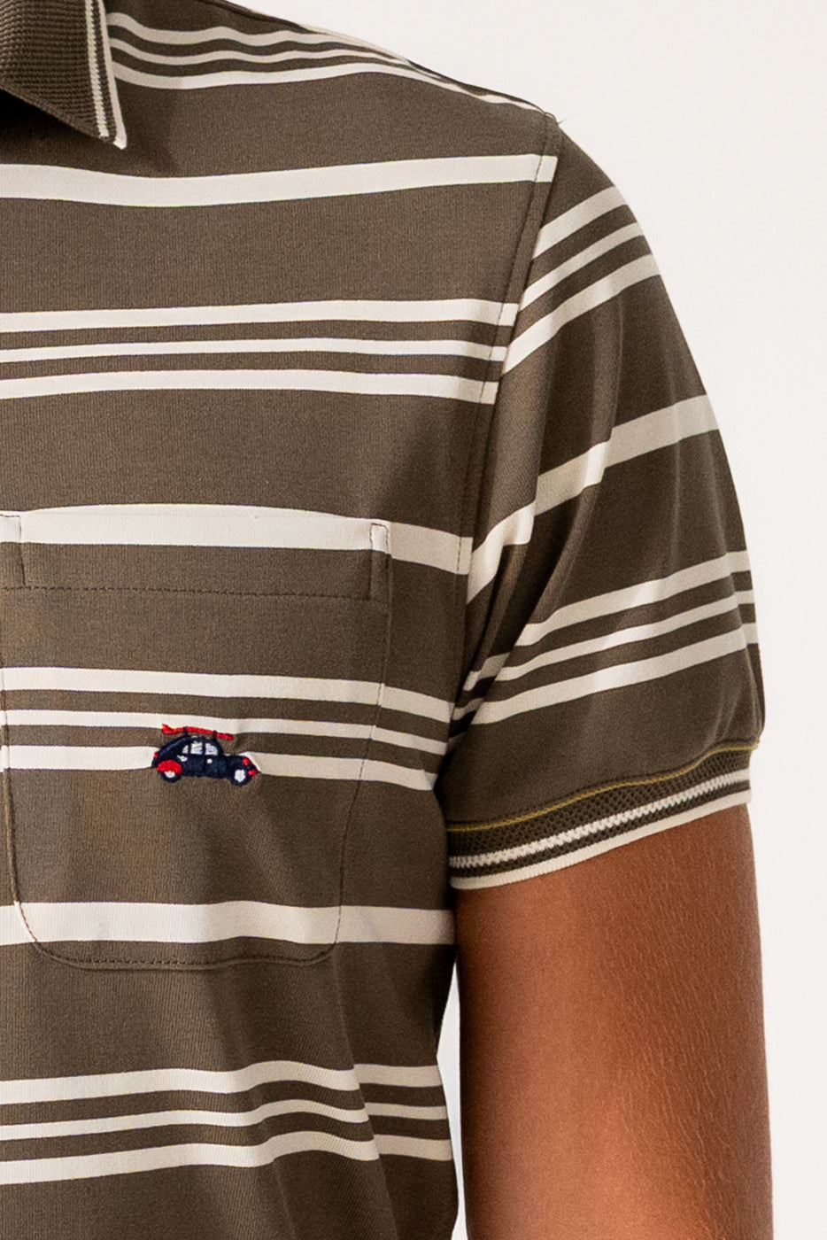 Polo hombre rayas marrón y blanco
