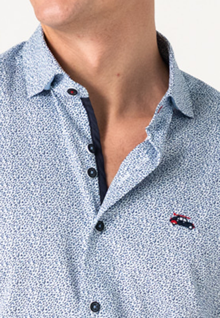 Camisa hombre microestampada azul celeste